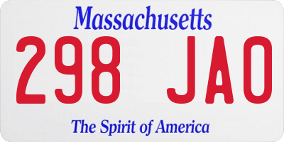 MA license plate 298JA0
