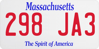 MA license plate 298JA3