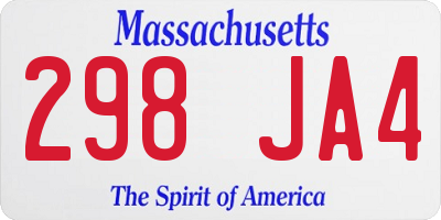 MA license plate 298JA4