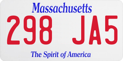 MA license plate 298JA5