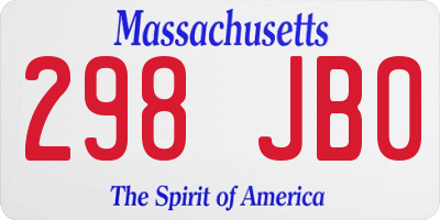 MA license plate 298JB0