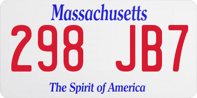 MA license plate 298JB7
