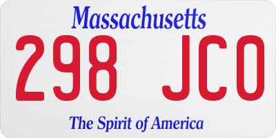 MA license plate 298JC0