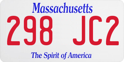 MA license plate 298JC2