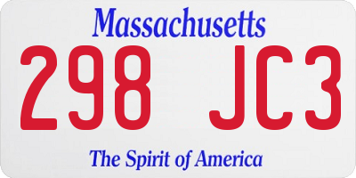 MA license plate 298JC3