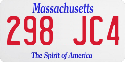 MA license plate 298JC4