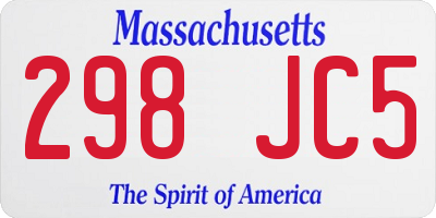 MA license plate 298JC5