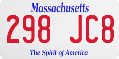 MA license plate 298JC8