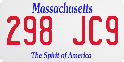 MA license plate 298JC9