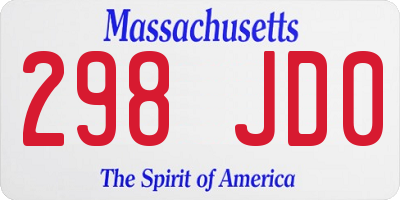 MA license plate 298JD0