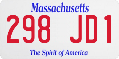 MA license plate 298JD1
