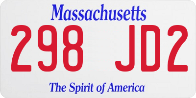 MA license plate 298JD2