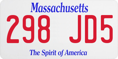 MA license plate 298JD5