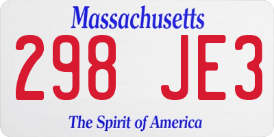 MA license plate 298JE3