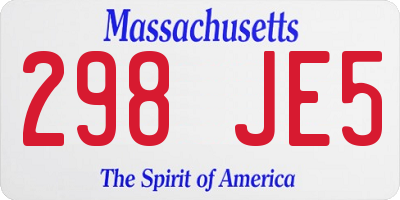 MA license plate 298JE5