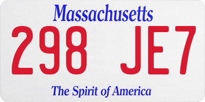 MA license plate 298JE7