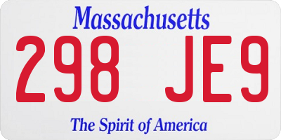 MA license plate 298JE9