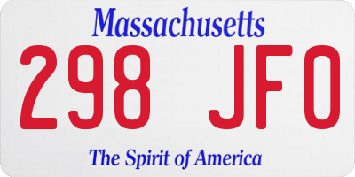 MA license plate 298JF0