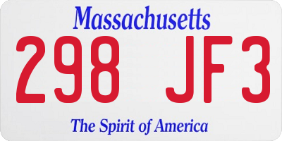 MA license plate 298JF3