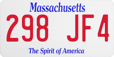 MA license plate 298JF4