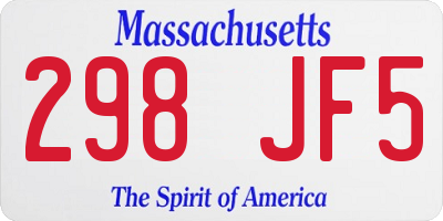 MA license plate 298JF5