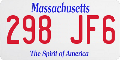 MA license plate 298JF6