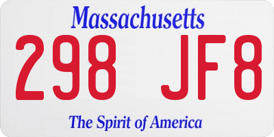 MA license plate 298JF8