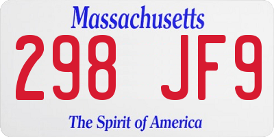 MA license plate 298JF9