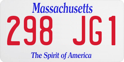 MA license plate 298JG1