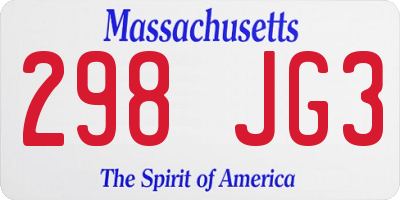 MA license plate 298JG3