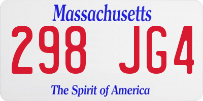 MA license plate 298JG4
