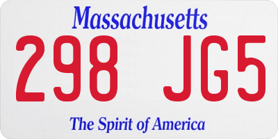 MA license plate 298JG5