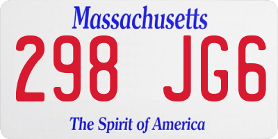 MA license plate 298JG6