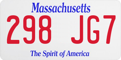MA license plate 298JG7