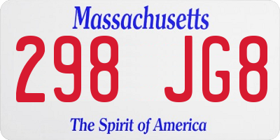 MA license plate 298JG8