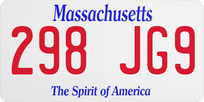 MA license plate 298JG9