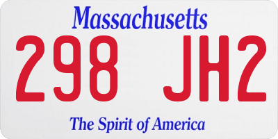 MA license plate 298JH2