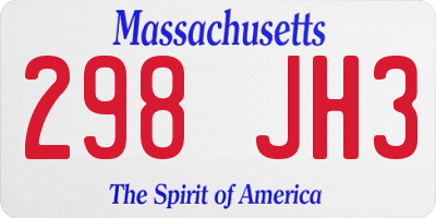 MA license plate 298JH3