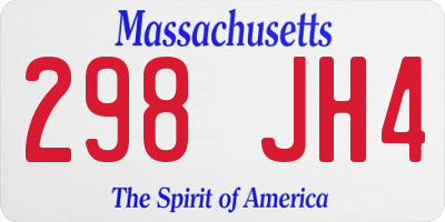 MA license plate 298JH4