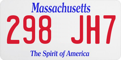 MA license plate 298JH7