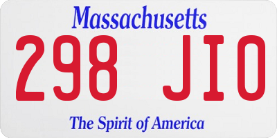 MA license plate 298JI0