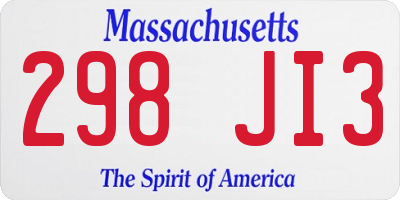 MA license plate 298JI3