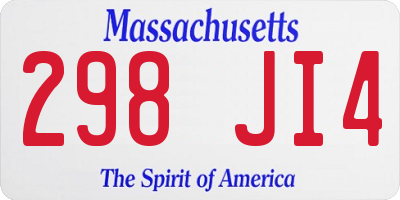 MA license plate 298JI4