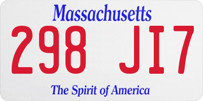 MA license plate 298JI7