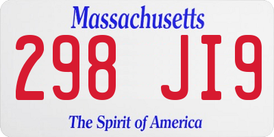 MA license plate 298JI9