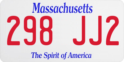 MA license plate 298JJ2