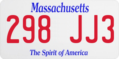 MA license plate 298JJ3