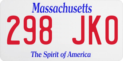 MA license plate 298JK0