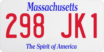 MA license plate 298JK1