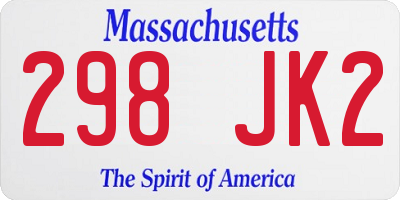 MA license plate 298JK2